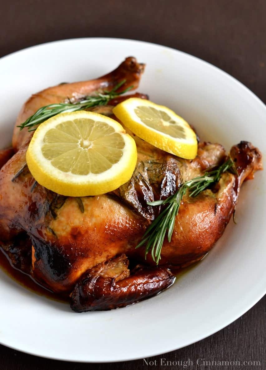 Slow Cooker Whole Chicken with Lemon & Rosemary - Not Enough Cinnamon