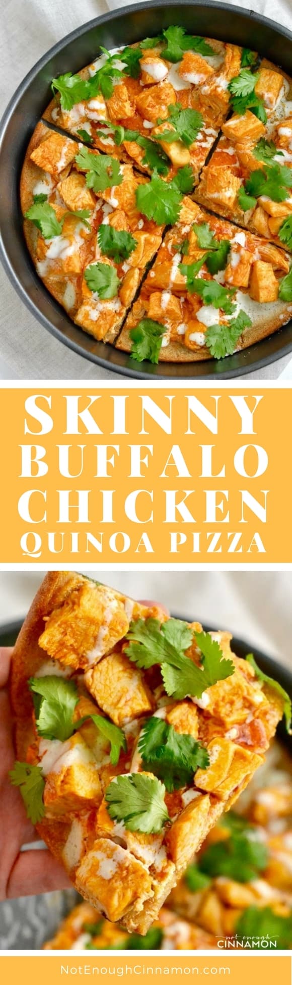 Skinny Buffalo Chicken Pizza with Quinoa Crust | Not Enough Cinnamon
