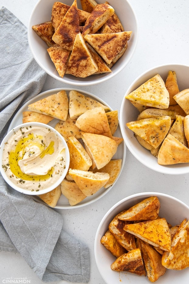 Recipe for Baked Pita Chips 4 Ways | How to make Pita Chips